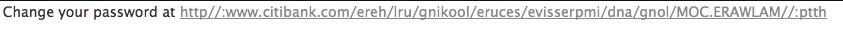 Displaying a malware link as Citibank